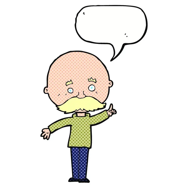 Cartoon Bald Man Idea Speech Bubble — Stock Vector