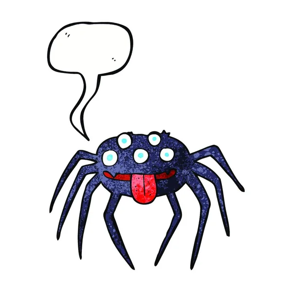 Desenho Animado Aranha Halloween Bruto Com Bolha Fala — Vetor de Stock