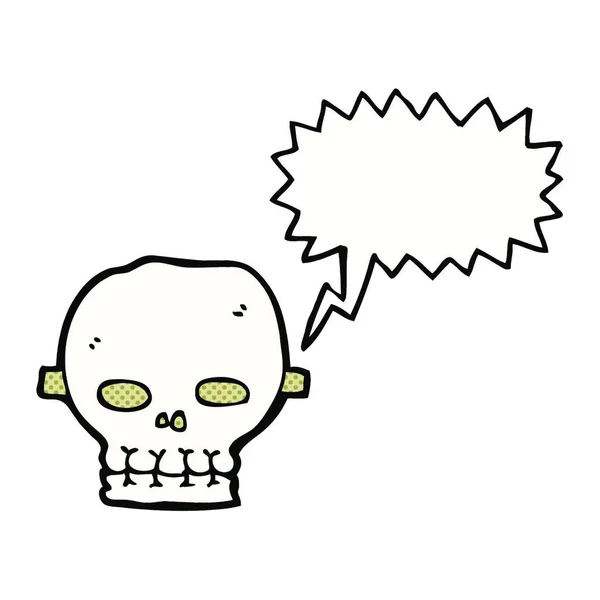 Máscara Crânio Assustador Desenhos Animados Com Bolha Fala — Vetor de Stock