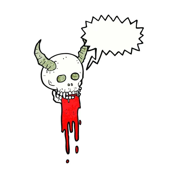 Desenho Animado Assustador Crânio Halloween Com Bolha Fala —  Vetores de Stock