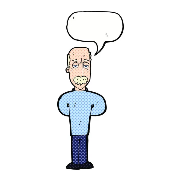 Cartoon Annoyed Balding Man Speech Bubble — Stock Vector