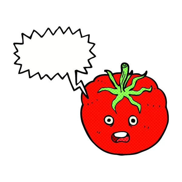 Tomate Dibujos Animados Con Burbuja Habla — Vector de stock