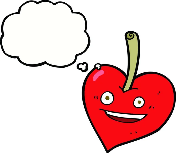 Κινουμένων Σχεδίων Αγάπη Μήλο Καρδιά Φούσκα Σκέψης — Διανυσματικό Αρχείο