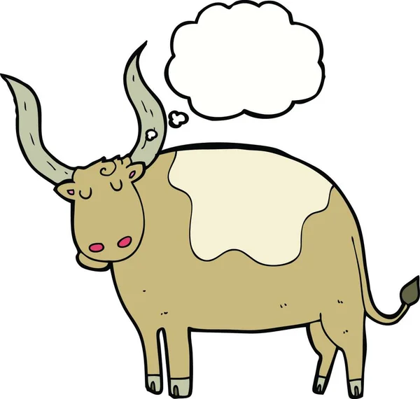 具有思想气泡的卡通牛 — 图库矢量图片