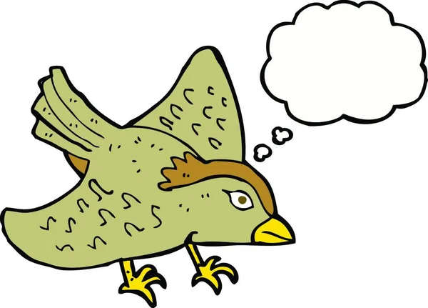 Dibujos Animados Jardín Pájaro Con Burbuja Pensamiento — Archivo Imágenes Vectoriales