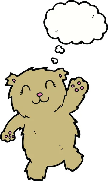 Urso Pelúcia Acenando Desenhos Animados Com Bolha Pensamento —  Vetores de Stock