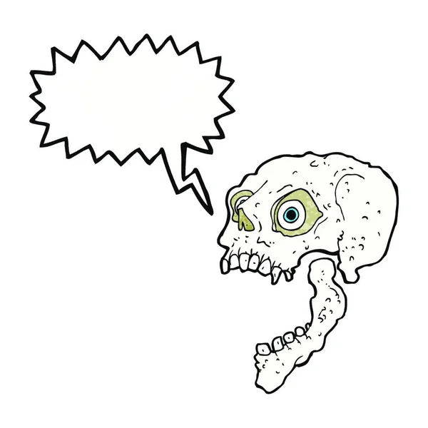 Dibujo Animado Calavera Aterradora Con Burbuja Del Habla — Vector de stock