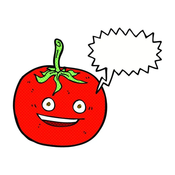 Tomate Dos Desenhos Animados Com Bolha Fala — Vetor de Stock