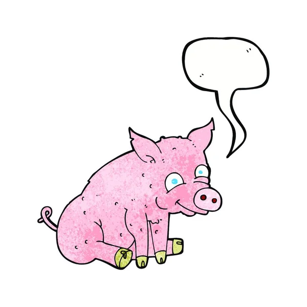 Karikatur Glückliches Schwein Mit Sprechblase — Stockvektor