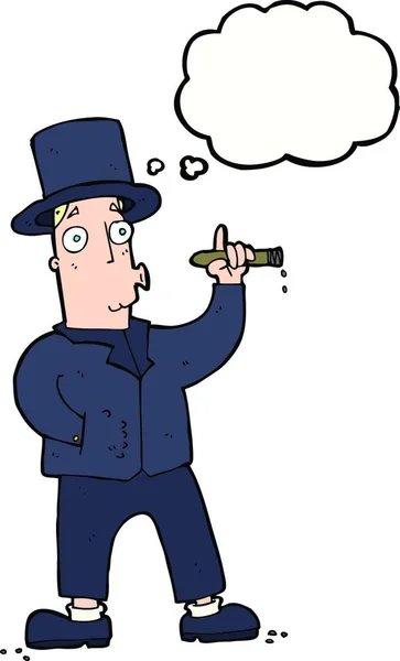 Dibujos Animados Caballero Fumador Con Burbuja Pensamiento — Vector de stock