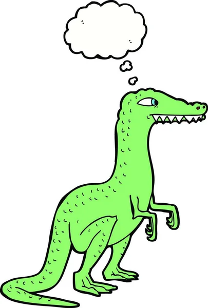 Dinosaurio Dibujos Animados Con Burbuja Pensamiento — Vector de stock