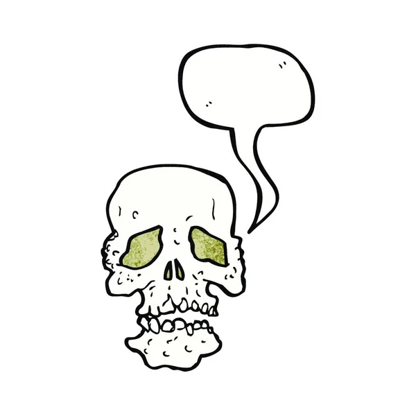 Crâne Dessin Animé Avec Bulle Vocale — Image vectorielle