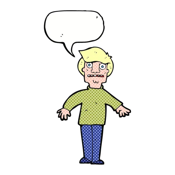 Cartoon Geschokt Man Met Spraakbel — Stockvector