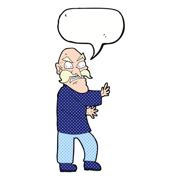 Karikatur Wütender Alter Mann Mit Sprechblase — Stockvektor