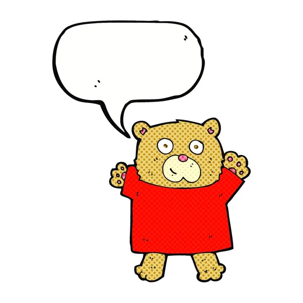 Cartoon Schattig Teddybeer Met Spraakbel — Stockvector