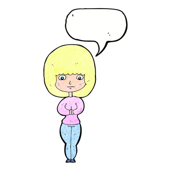卡通人物害羞的女人 — 图库矢量图片