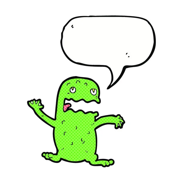 Cartoon Funny Frog Speech Bubble — Stock Vector