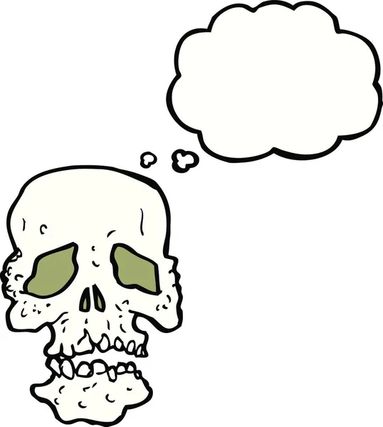 Calavera Dibujos Animados Con Burbuja Pensamiento — Archivo Imágenes Vectoriales