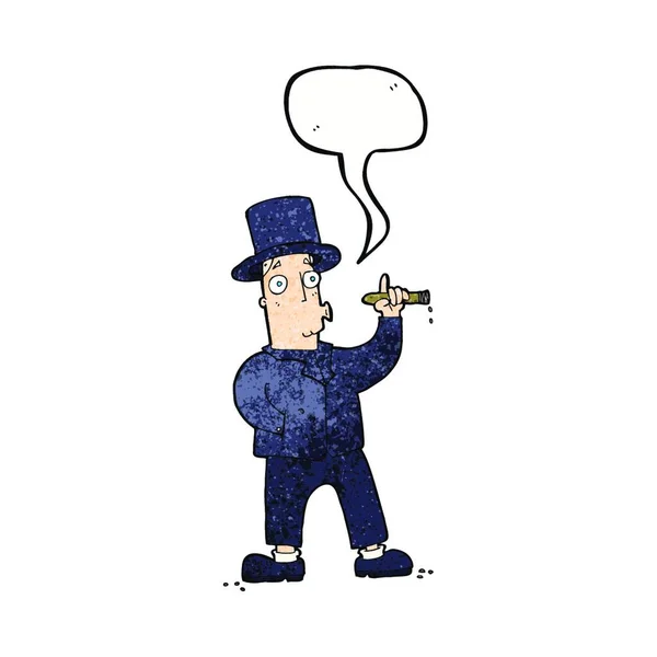 Dibujos Animados Caballero Fumador Con Burbuja Del Habla — Vector de stock