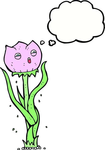 Kreslený Květ Myšlenkovou Bublinou — Stockový vektor