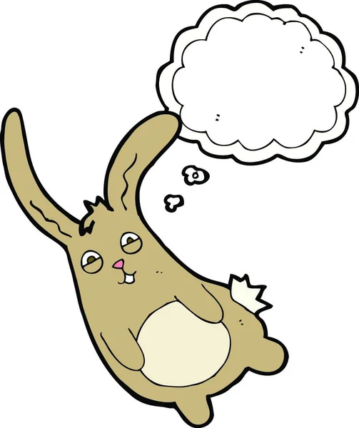 Divertente Coniglio Cartone Animato Con Bolla Pensiero — Vettoriale Stock