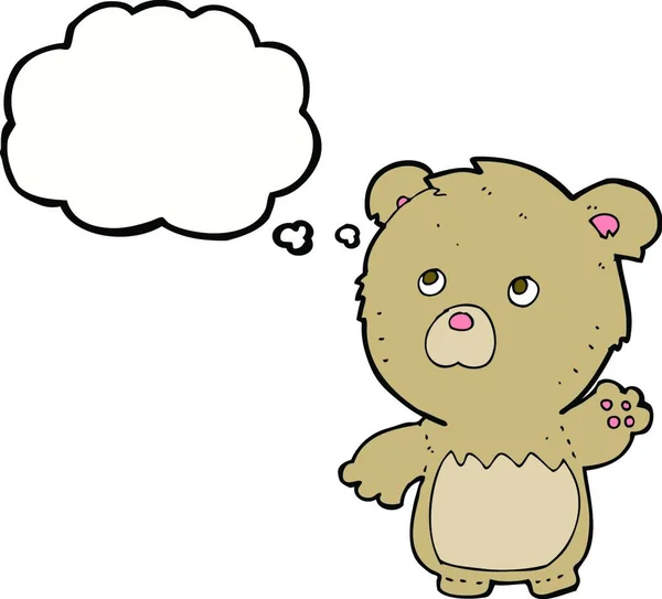 Cartoon Teddy Bear Thought Bubble — Stock Vector