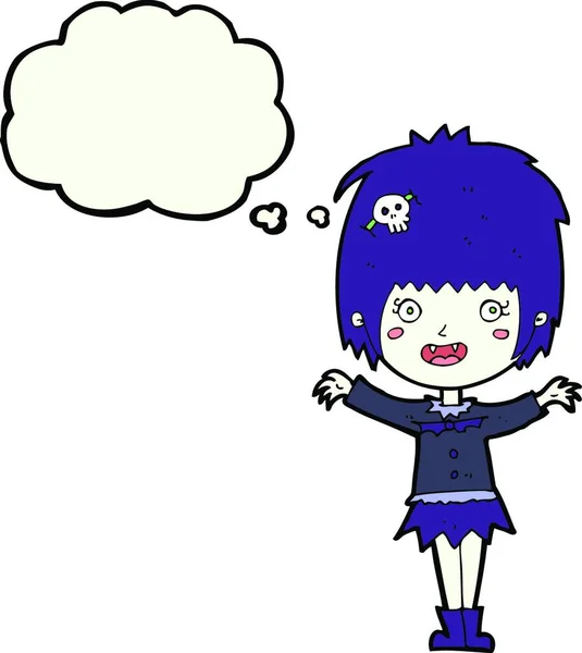 Καρτούν Ευτυχισμένη Βαμπίρ Κορίτσι Φούσκα Σκέψης — Διανυσματικό Αρχείο