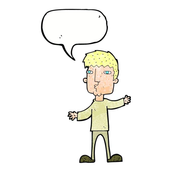 Cartone Animato Uomo Curioso Con Bolla Discorso — Vettoriale Stock
