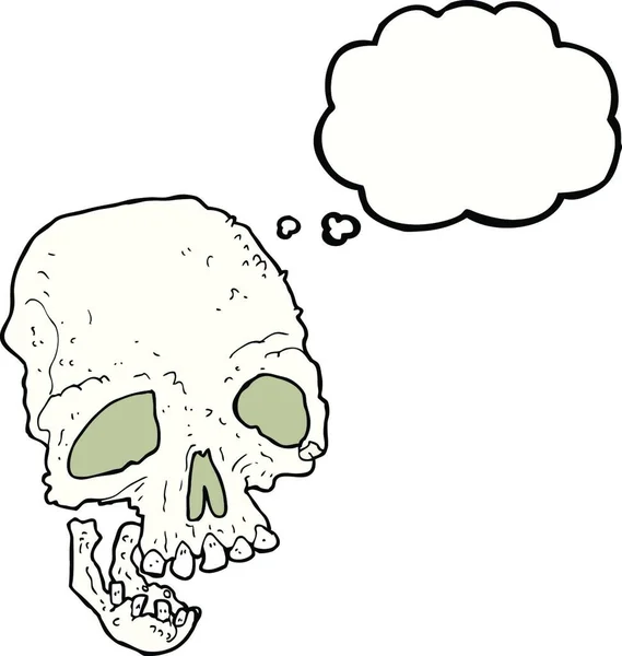 漫画古代の不気味な頭蓋骨と思考バブル — ストックベクタ