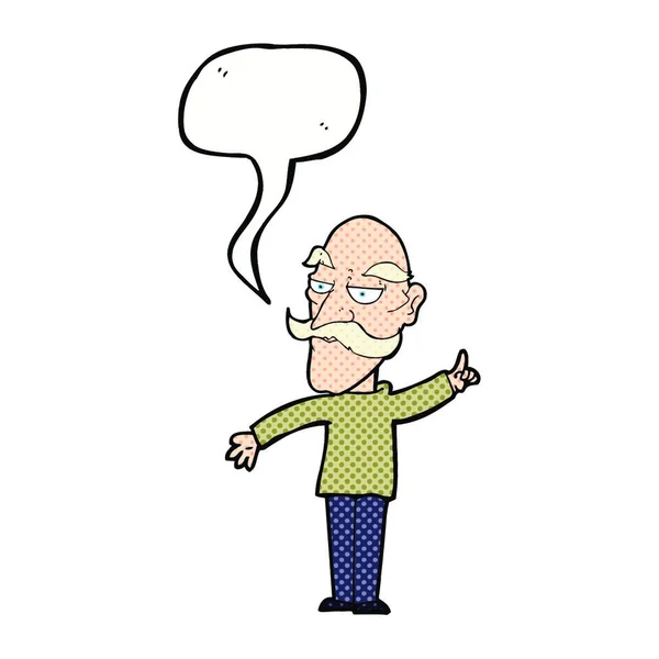 Desenho Animado Homem Velho Contando História Com Bolha Fala — Vetor de Stock