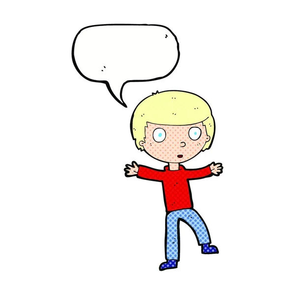 Cartoon Startled Boy Speech Bubble — Stock Vector