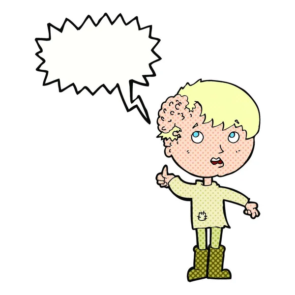 Anak Kartun Dengan Pertumbuhan Kepala Dengan Gelembung Bicara - Stok Vektor