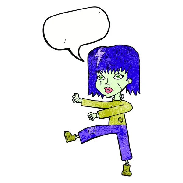 Cartoon Zombie Girl Speech Bubble — Stock Vector