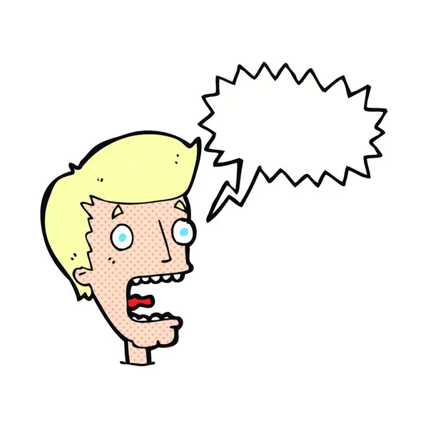 Cartone Animato Uomo Terrorizzato Con Bolla Discorso — Vettoriale Stock