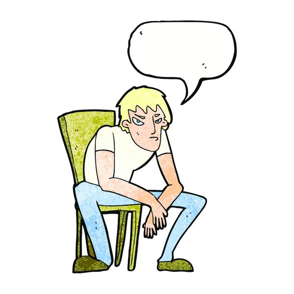 Karikatur Niedergeschlagener Mann Mit Sprechblase — Stockvektor