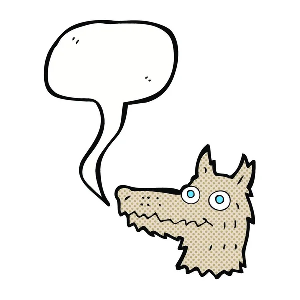 スピーチバブル付きの漫画のオオカミの頭 — ストックベクタ