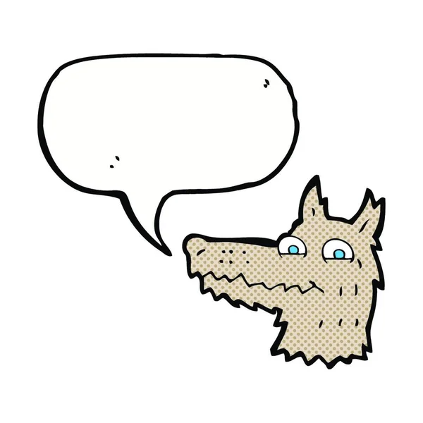 Cartoon Wolf Hoofd Met Spraakbel — Stockvector