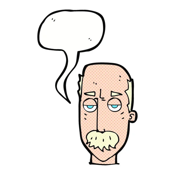 Desenho Animado Entediado Velho Homem Com Fala Bolha — Vetor de Stock