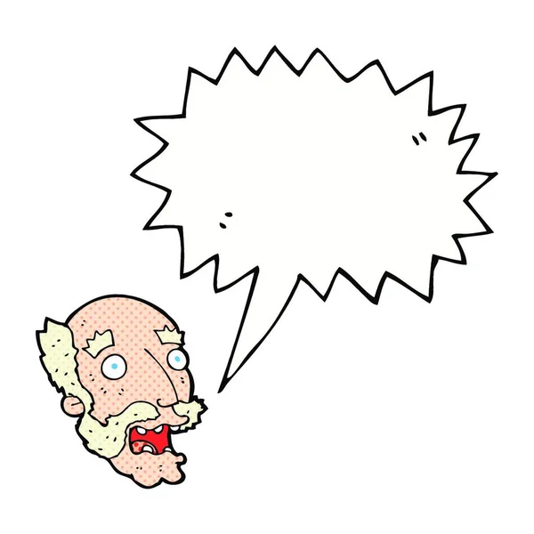 Karikatur Schockiert Alten Mann Mit Sprechblase — Stockvektor