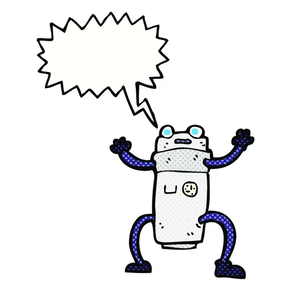 Robot Dibujos Animados Con Burbuja Habla — Vector de stock