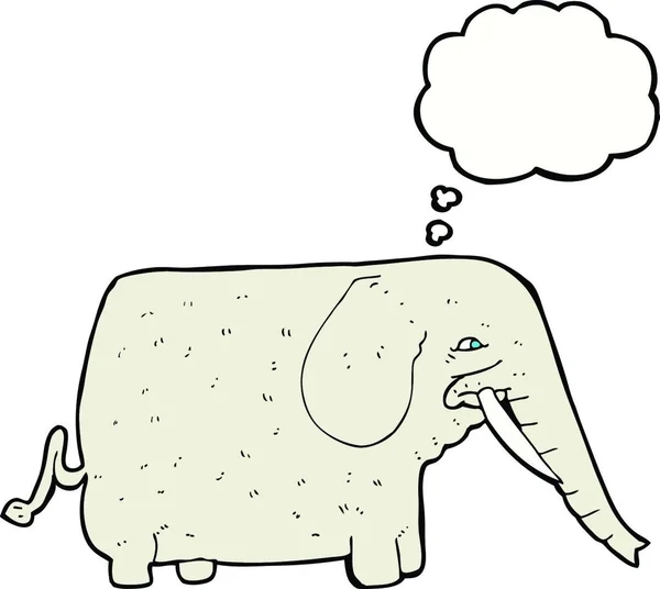 Cartone Animato Grande Elefante Con Bolla Pensiero — Vettoriale Stock