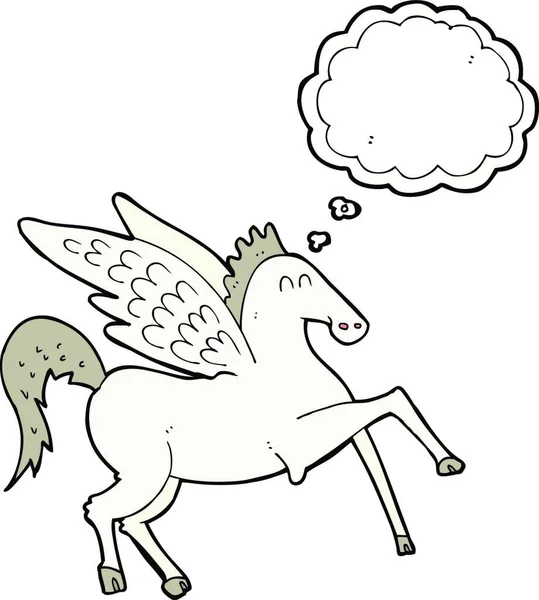 Kartun Pegasus Dengan Pikiran Gelembung - Stok Vektor