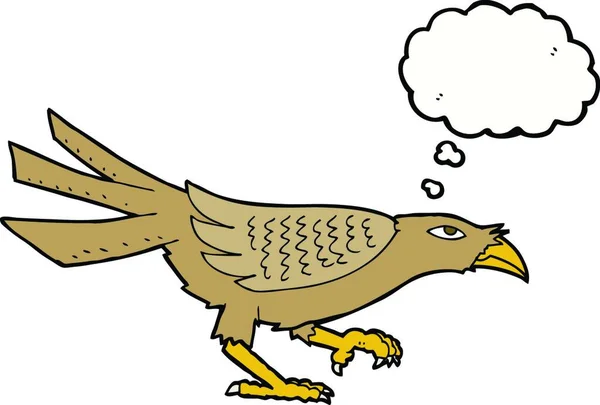 Pájaro Dibujos Animados Con Burbuja Pensamiento — Vector de stock