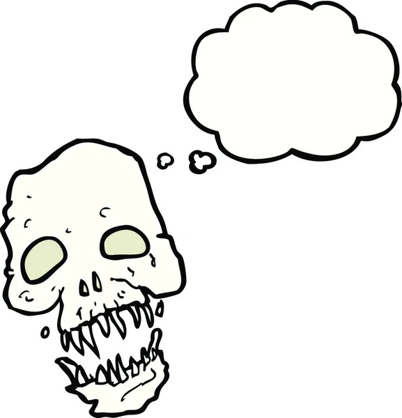带有思想气泡的卡通片恐怖骷髅 — 图库矢量图片