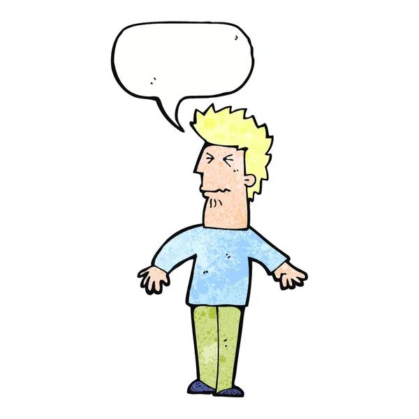 Desenho Animado Homem Estressado Com Bolha Fala —  Vetores de Stock