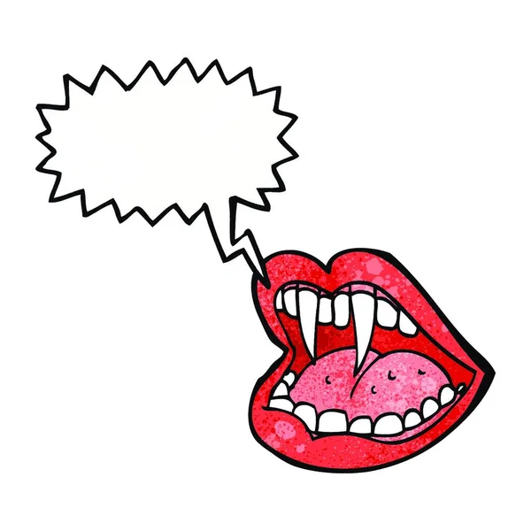Dessin Animé Vampire Bouche Avec Bulle Parole — Image vectorielle