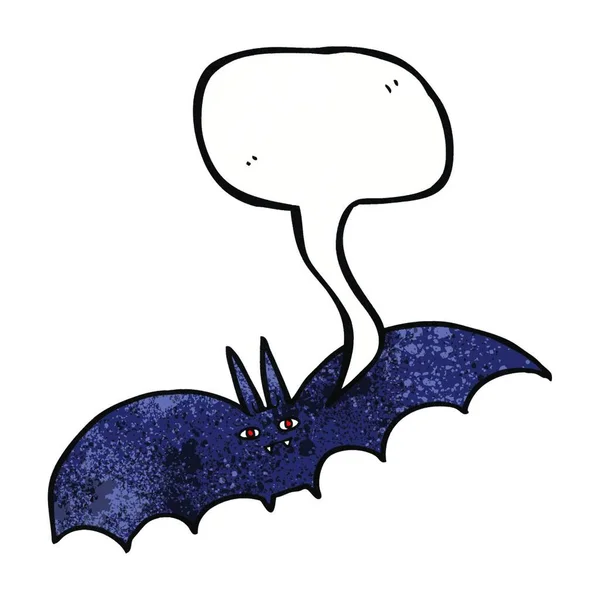 Pipistrello Vampiro Cartone Animato Con Bolla Discorso — Vettoriale Stock