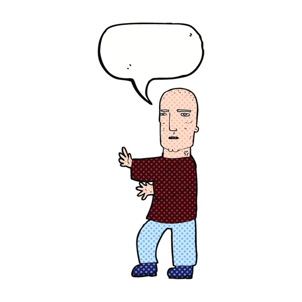 Desenho Animado Homem Duro Com Bolha Fala — Vetor de Stock