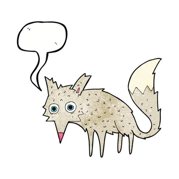 Drôle Dessin Animé Loup Avec Bulle Parole — Image vectorielle