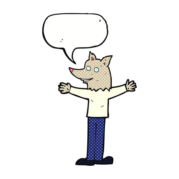 Loup Garou Dessin Animé Avec Bulle Parole — Image vectorielle